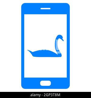 Swan and smartphone Stock Photo