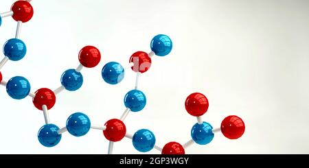 Molecules Background in Blue and Red as a Science Concept Stock Photo