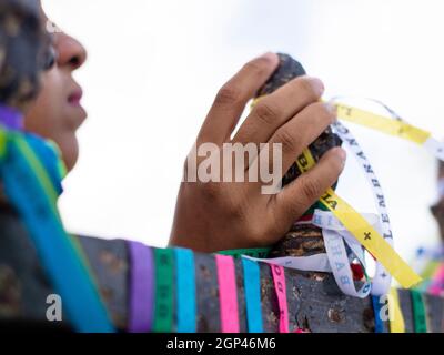 Salvador, Bahia, Brazil - December 28, 2018: Faithful celebrate the last Friday of the year at Senhor do Bonfim Church. Stock Photo