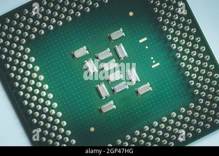 Computer chip cpu, close up; Computer technology. Stock Photo