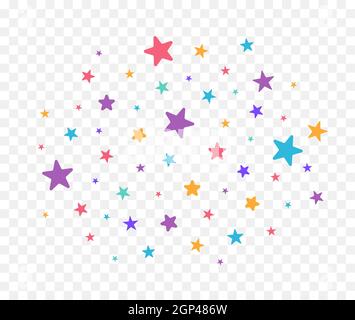 Cloud of colorful stars. Sparkles stars isolated on white background. Vector illustration Stock Vector