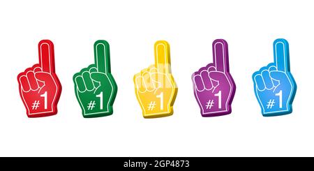 Fan foam fingers set.  Stock Vector