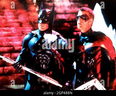 BATMAN & ROBIN, from left: George Clooney, as Batman, Uma Thurman, as ...