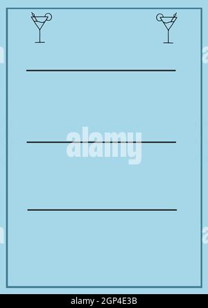 Composition of two drink icons in menu on blue background Stock Photo