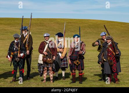 Jacobite Scotsmen in period costume for re-enactment of Battle of Prestonpans , East Lothian, Scotland, UK Stock Photo