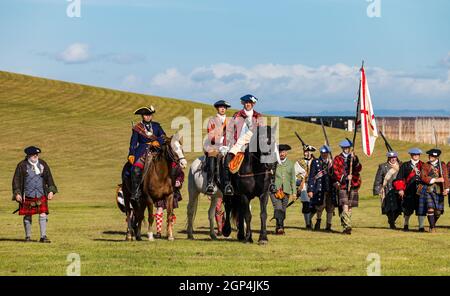 Jacobite Scotsmen in period costume for re-enactment of Battle of Prestonpans , East Lothian, Scotland, UK Stock Photo