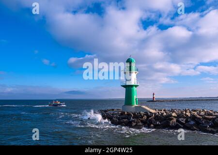 View to the Mole in Warnemuende, Germany. Stock Photo