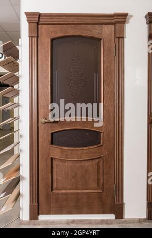 High quality clipart - door for interior design. Plastic and wooden doors in a modern style. Door with frosted glass and without glass. Close-up of an Stock Photo