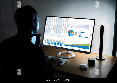 Analyst Employee Working With Spreadsheet On Computer Stock Photo