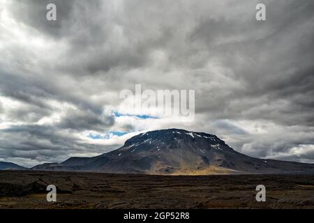 On the road to Mount Askja in a cloudy day, Iceland Stock Photo
