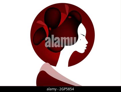Geisha portrait, young Japanese woman and ancient hairstyle, maiko, princess. Traditional Asian Girl style. Print, poster, t-shirt, card. Vector Stock Vector