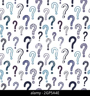 Seamless vector pattern with doodle questions marks. Stock Vector