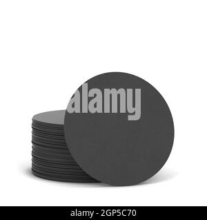 Blank beer coasters mockup. 3d illustration isolated on white background Stock Photo