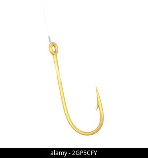 3d render golden fishing hook hi-res stock photography and images