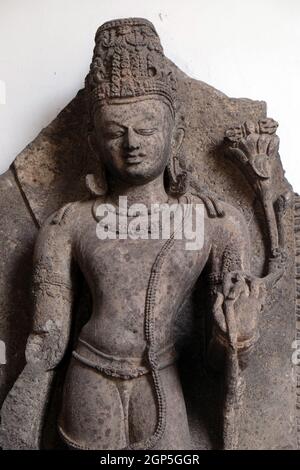 Vajrapani, from 10th century found in Khondalite Lalitagiri, Odisha now exposed in the Indian Museum in Kolkata, West Bengal, India Stock Photo