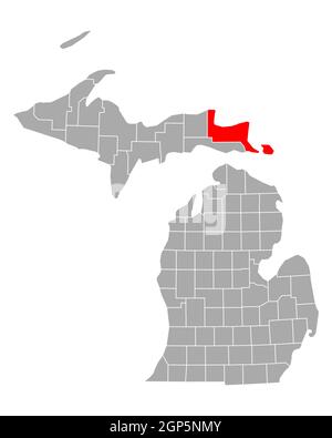 Map of Chippewa in Michigan Stock Photo