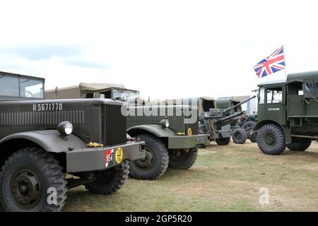 September 2021 - Military trucks at the Goodwood Revival race meeting Stock Photo