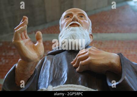 Saint Leopold Mandic, statue in the St. Leopold Mandic Parish Church in Dubrava, Zagreb, Croatia Stock Photo