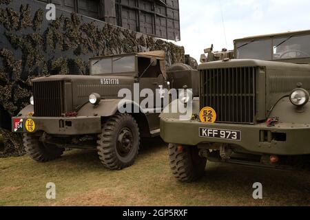 September 2021 - Military trucks at the Goodwood Revival race meeting Stock Photo