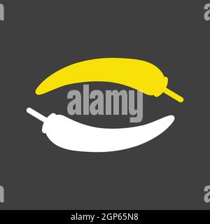 Red hot chili peppers vector glyph icon on dark background. Barbecue and bbq grill sign. Vegetable. Graph symbol for cooking web site and apps design, Stock Vector