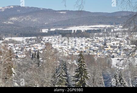 View of Frauenau in winter Stock Photo