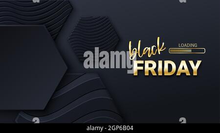 Black Friday loading bar background, banner poster design template. Progress loading bar. Black friday sale. Vector illustration. Stock Vector