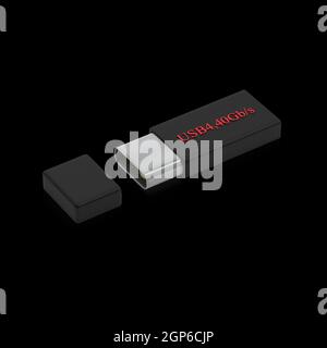 The 3d rendering of USB Type C or USB 4 connector cable line art 3d Stock Photo