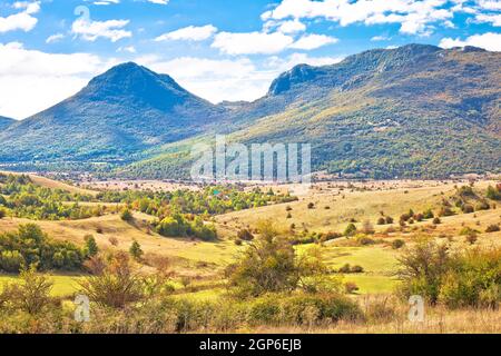 Lika. Scenic landscape of rural region of Lika, Bjelopolje in central Croatia Stock Photo