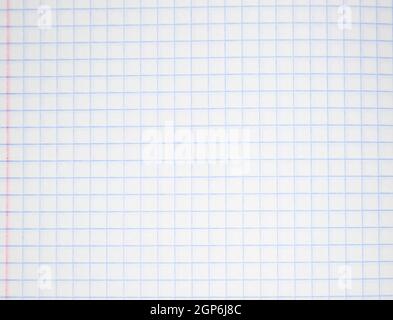Notebook in the box. Math notebook. Background from a sheet of paper Stock Photo