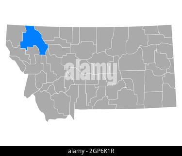 Map of Flathead in Montana Stock Photo