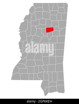 Map of Webster in Mississippi Stock Photo