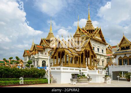 Throne room Phra Thinang Chakri Maha Prasat, at the temple Wat Phra Kaeo, old royal palace, Temple of the Emerald Buddha, Bangkok, Thailand Stock Photo