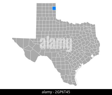 Map of Hemphill in Texas Stock Photo