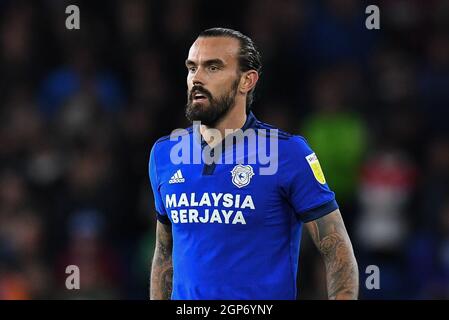 Cardiff, UK. 07th Aug, 2021. Marlon Pack #21 of Cardiff City under pressure  from Callum Styles #4 of Barnsley in Cardiff, United Kingdom on 8/7/2021.  (Photo by Mike Jones/News Images/Sipa USA) Credit