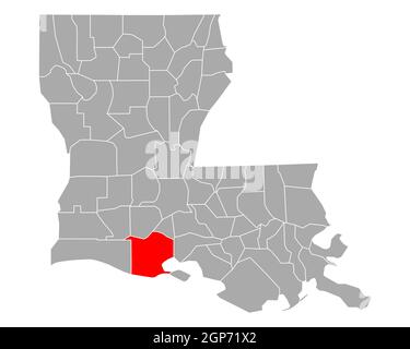 Map of Vermilion in Louisiana Stock Photo