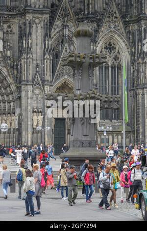 Cross flower, west portal, Domplatte, Cathedral, Cologne, North Rhine-Westphalia, Germany Stock Photo