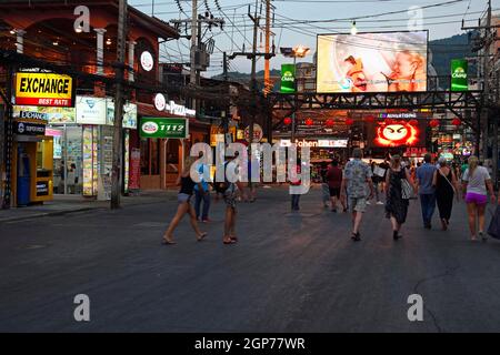 Tourists on Bangla Road, party district and red light district, Patong Beach, Phuket, Thailand Stock Photo