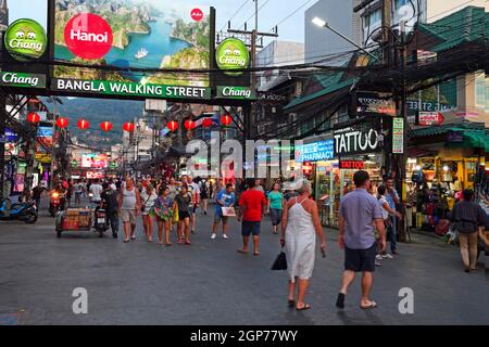 Tourists on Bangla Road, party district and red light district, Patong Beach, Phuket, Thailand Stock Photo