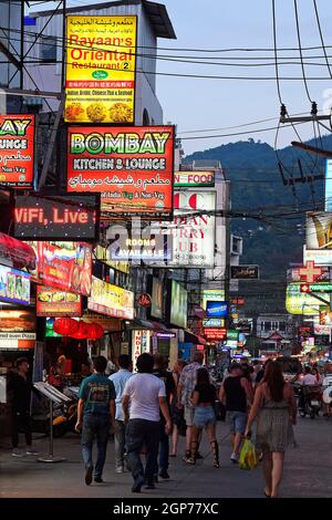 Tourists on Bangla Road, party district and red light district, Patong Beach, Phuket, Thailand Stock Photo