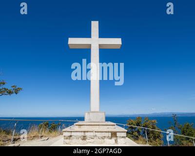 White cross, beli kriz, Gulf of Trieste, Strunjan, Adriatic coast, Istria, Slovenia Stock Photo