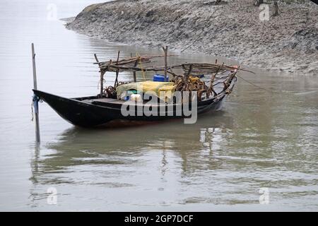 Rowing boat in the swampy areas of the Sundarbans, UNESCO World Heritage Site, India Stock Photo