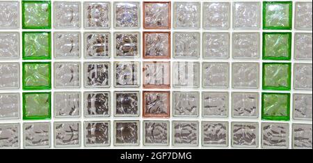 Decorative Glass Blocks in different colors, italian tricolor. Stock Photo