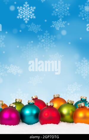 Christmas balls baubles many colorful background copyspace copy space ...