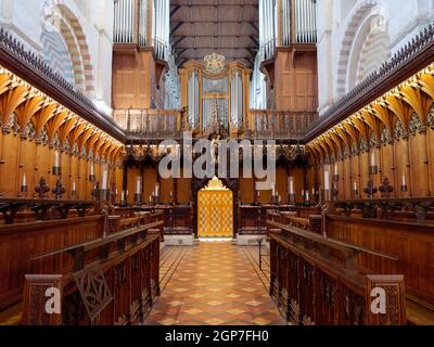 St Albans, Hertfordshire, England, September 21 2021: Choir area inside the Cathedral Stock Photo