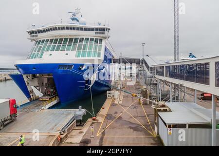 TALLINN, ESTONIA - AUGUST 24, 2016: MS Finlandia cruiseferry owned and operated by the Finnish ferry operator Eckero Line in the harbor of Tallinn. Th Stock Photo