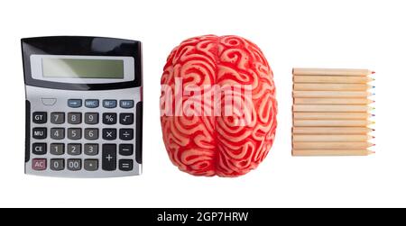 Concept of brain hemispheres between logic and creativity on white background. Stock Photo