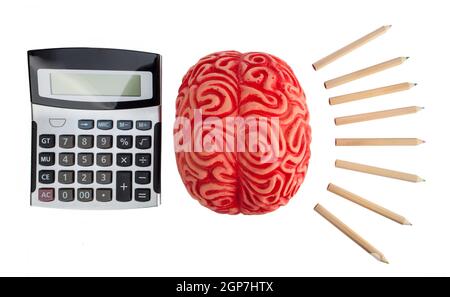 Concept of brain hemispheres between logic and creativity on white background. Stock Photo