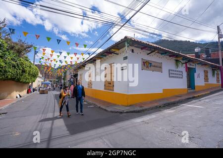 Bogota, Colombia, September 18, 2021. typical architecture of the  Usaquén district. Stock Photo