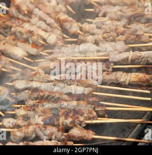 Skewered and Grilled Meat, Kebab Stock Photo - Image of banana, buffet:  67933470