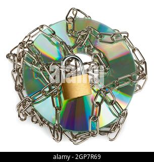 Locked CD isolated on a white background Stock Photo